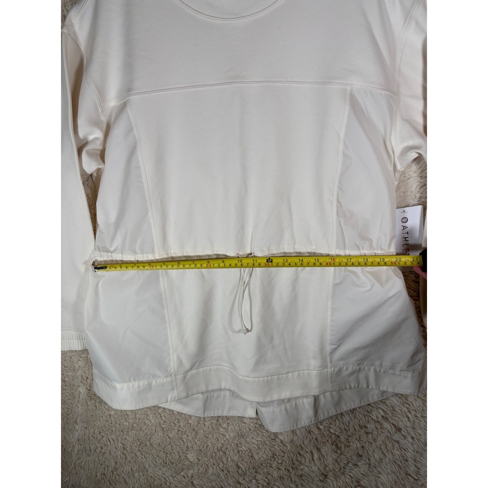 Athleta Triumph Hybrid Crewneck Sweatshirt Off White Large NWT Adjustable Waist - Picture 9 of 12